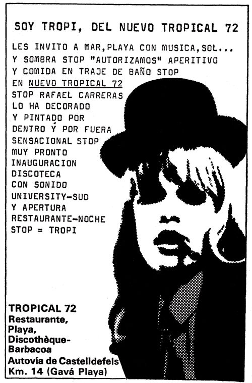 Anuncio de la Discoteca Tropical 72 de Gav� Mar publicado en el diario LA VANGUARDIA (16 de Junio de 1972)